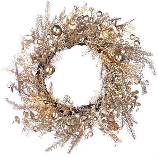 Corona di pino/bacche/palle di natale 60 CM