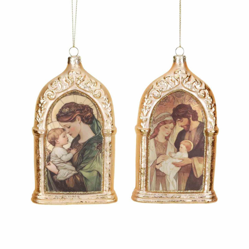Decoro Sacra famiglia / santa maria scena arco ornamento albero di natale 14,5CM