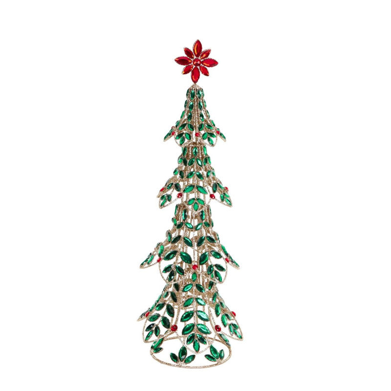 Albero Natalizio Scenografico Traforato con gioieli  – 47,5 cm