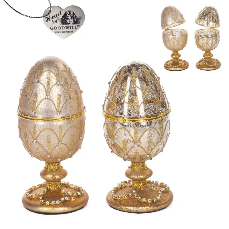 Portagioie uovo faberge in vetro e gioiello 23CM