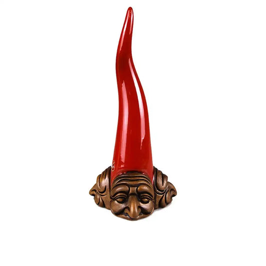 Corno Portafortuna Tre Facce in Terracotta Rosso h 25