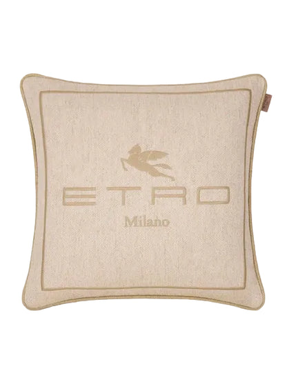 Cuscino ETRO in misto lino con logo ricamato 45x45 cm