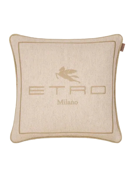 Cuscino in misto lino con logo ricamato 45x45 cm