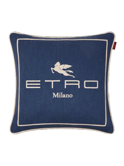 Cuscino ETRO in misto lino con logo ricamato 45x45 cm