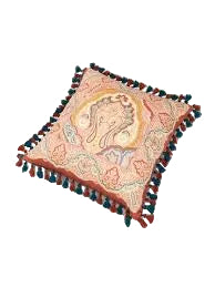Cuscino in cotone con nappine e stampa piazza 45x45cm