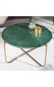 Tavolino in marmo verde e metallo oro dm-80cm/45cm altezza