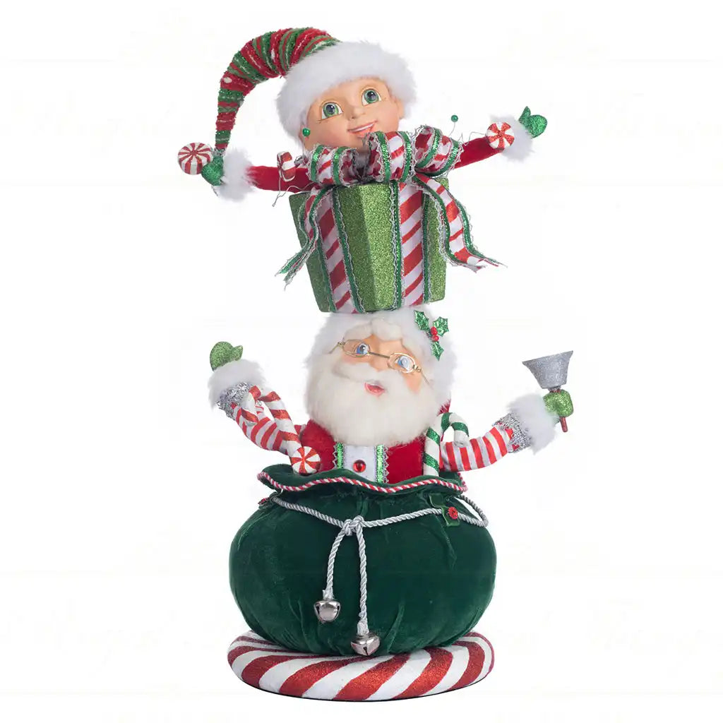 Pupazzo Babbo Natale Con Elfo 49cm