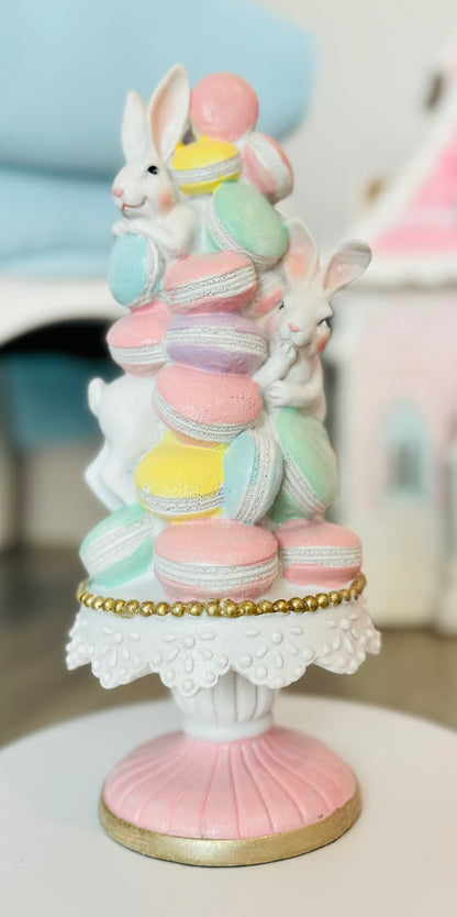 Albero di macaron con coniglietti che sbirciano  25cm