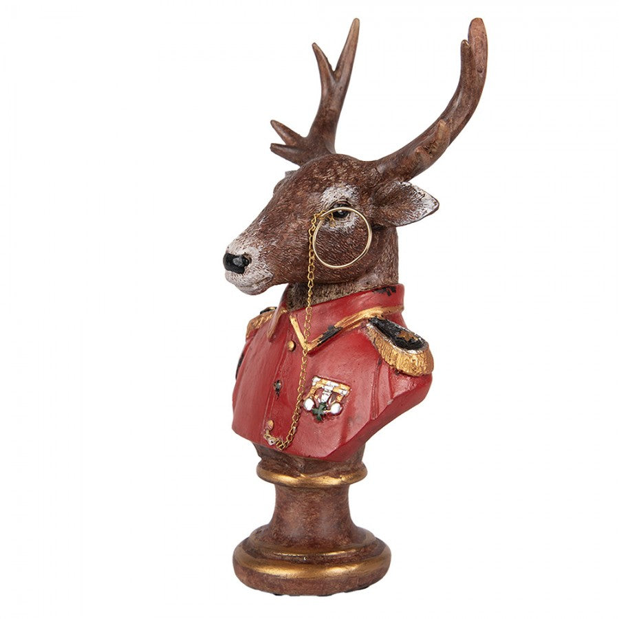 Statuetta decorativa Cervo 10x8x19 cm Marrone e rosso