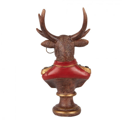 Statuetta decorativa Cervo 10x8x19 cm Marrone e rosso