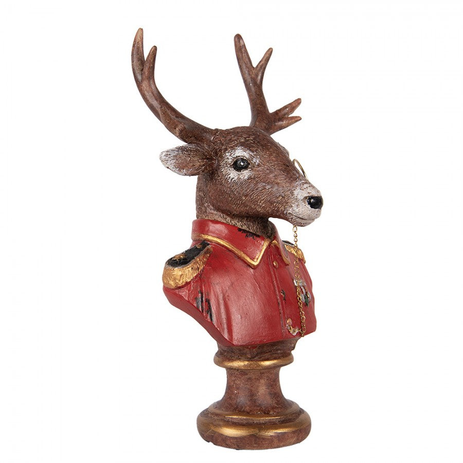 Statuetta decorativa Cervo 10x8x19 cm Marrone e rosso