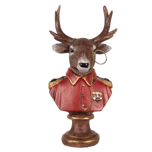 Statuetta decorativa Cervo 10x8x19 cm Marrone e rosso