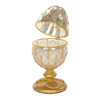 Portagioie uovo faberge in vetro e gioiello 23CM